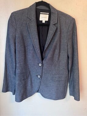 Trenery Blue-Gray Knit Blazer - Tailored Two-Button Jacket
